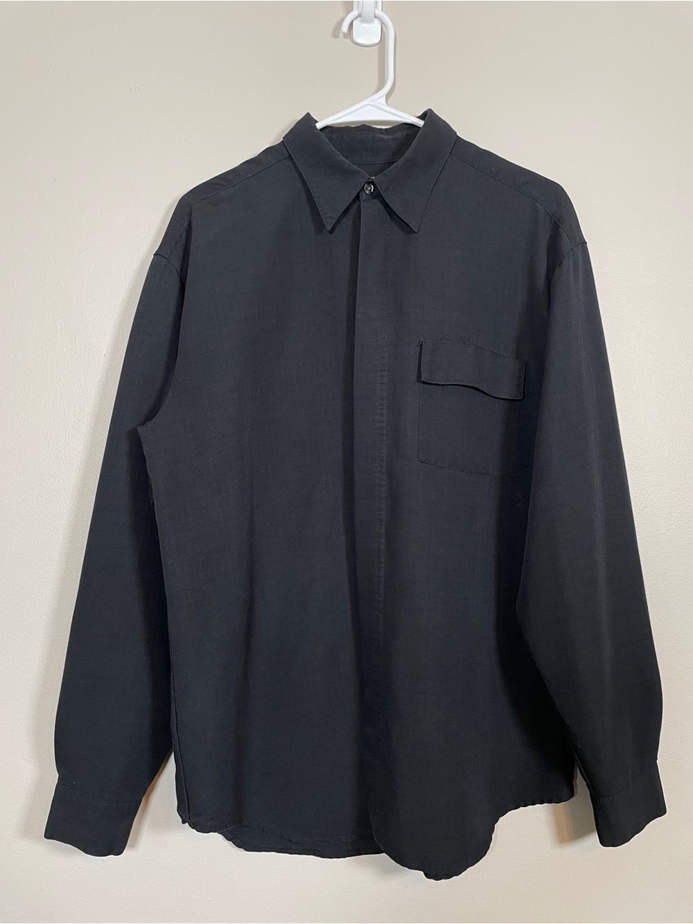 John Henry Long-Sleeve Button-Up Shirt Men's Black SIze XL 18 Casual